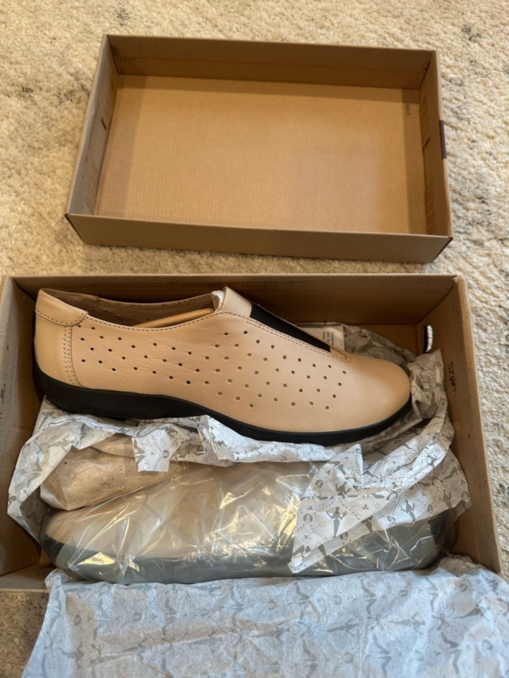 Women’s Slip-On Perforated Comfort Shoe in Beige